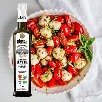 Aleta Organic & PDO Extra Virgin Greek Olive Oil, 2025 Gold Award, 17 oz. Bottle