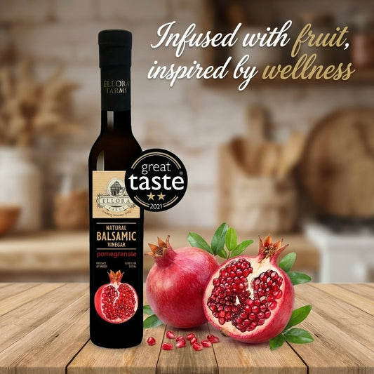 Pomegranate Infused Balsamic Vinegar, Thick & Smooth, Greece, 8.5 oz. Each - ELLORA FARMS
