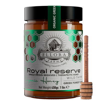 Organic Greek Raw Honey, Royal Reserve, Wild Thyme Gift of Honey, 450g