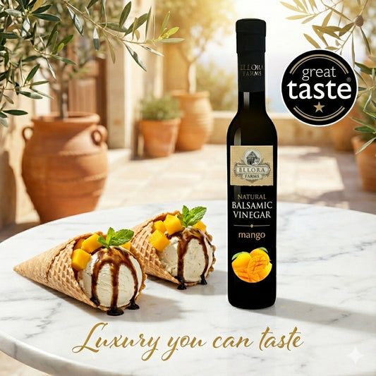 Orange Extract Infused Balsamic Vinegar, Award-Winning, Thick & Smooth, 8.5 oz. - ELLORA FARMS
