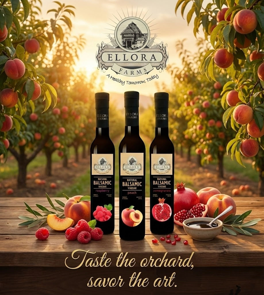 Peach Infused Balsamic Vinegar, Thick & Smooth, Product Of Crete, Greece, 8.5 oz. Each - ELLORA FARMS