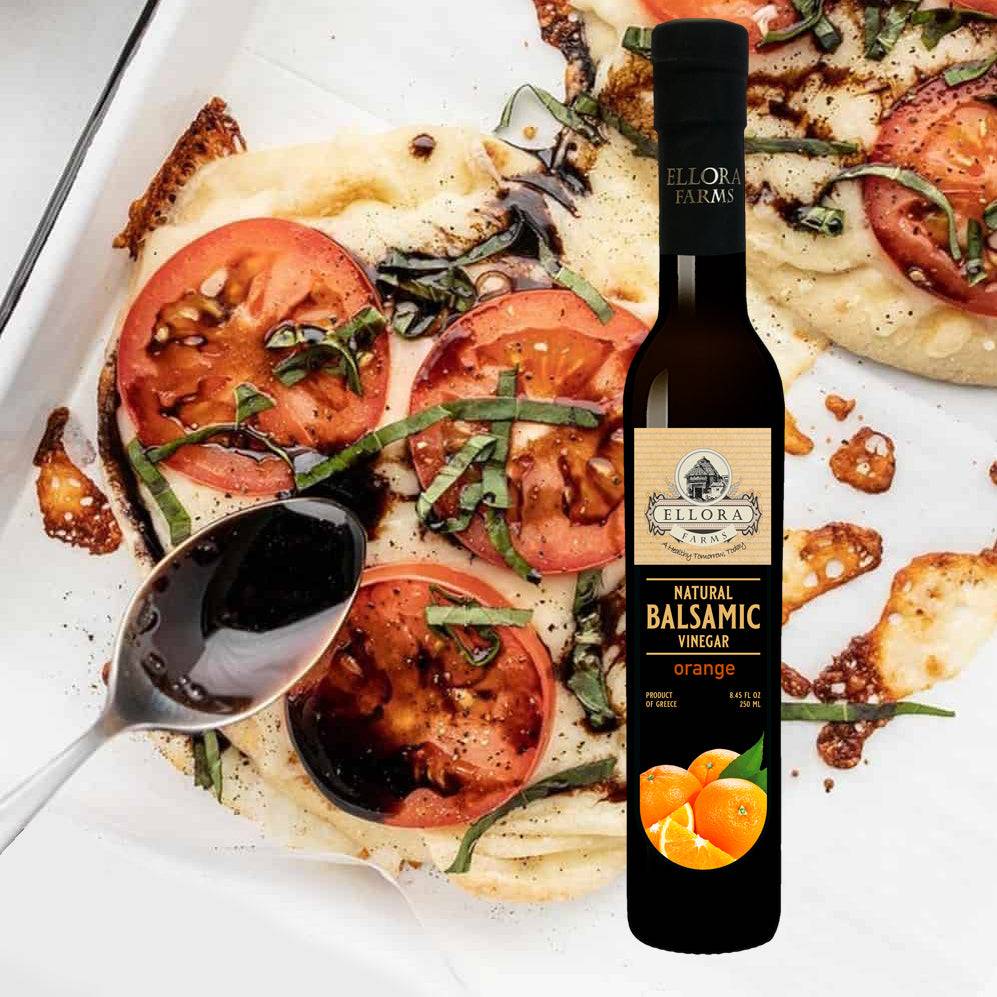 Orange Extract Infused Balsamic Vinegar, Award-Winning, Thick & Smooth, 8.5 oz. - ELLORA FARMS