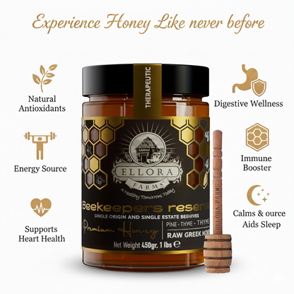 Single Estate PDO Greek Honey, Beekeepers Reserve, Pine & Thyme Honey, 450g