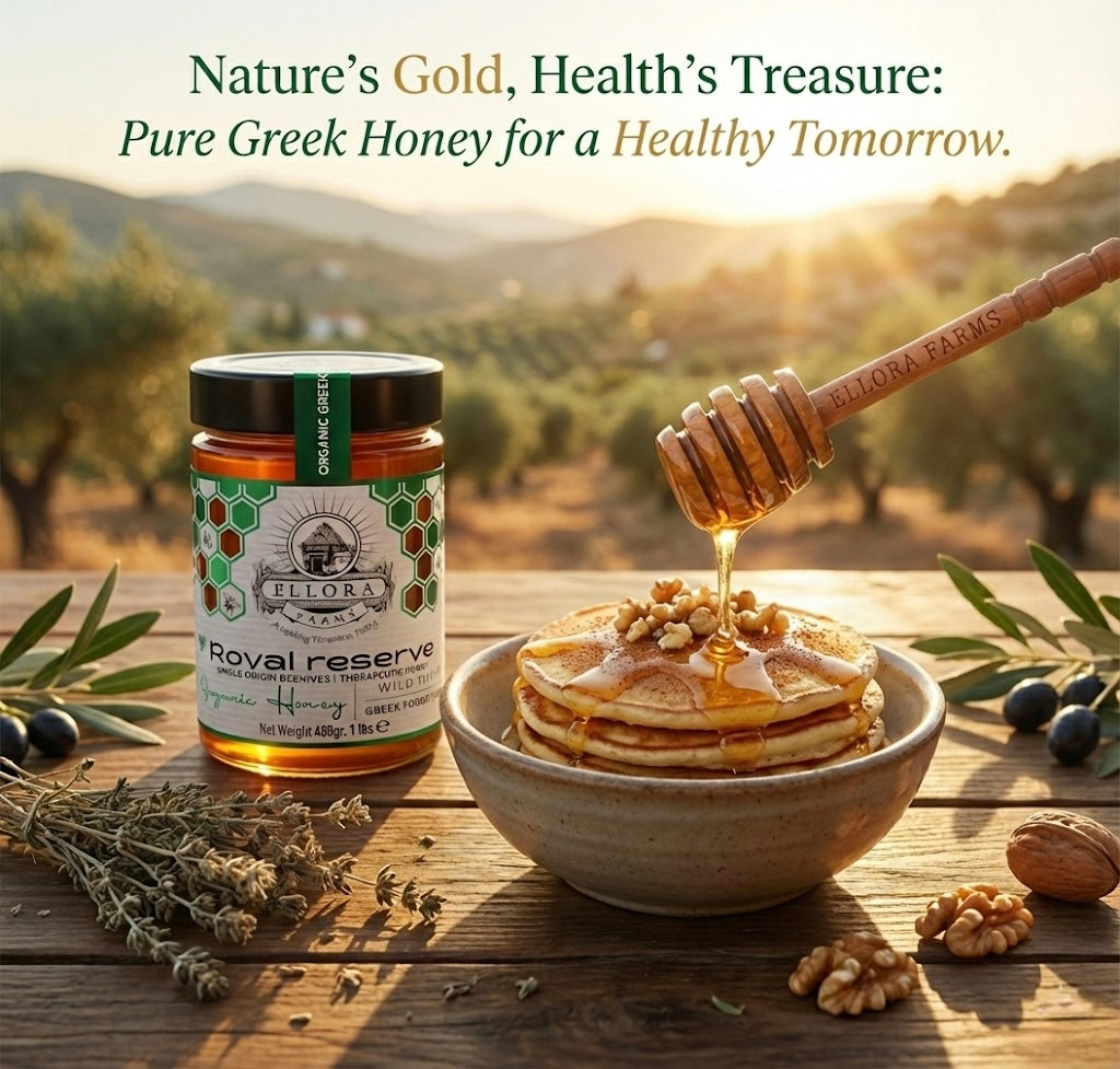 Organic Greek Raw Honey, Royal Reserve, Wild Thyme Gift of Honey, 450g