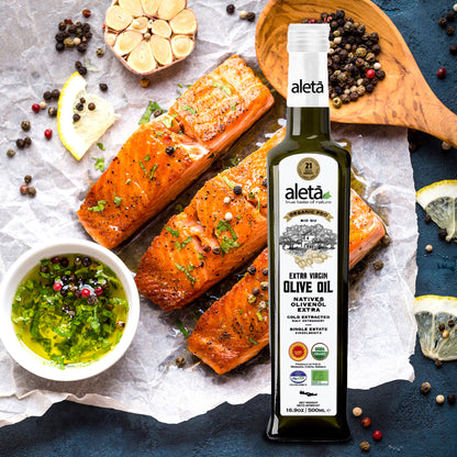 Aleta Organic & PDO Extra Virgin Greek Olive Oil, 2025 Gold Award, 17 oz. Bottle