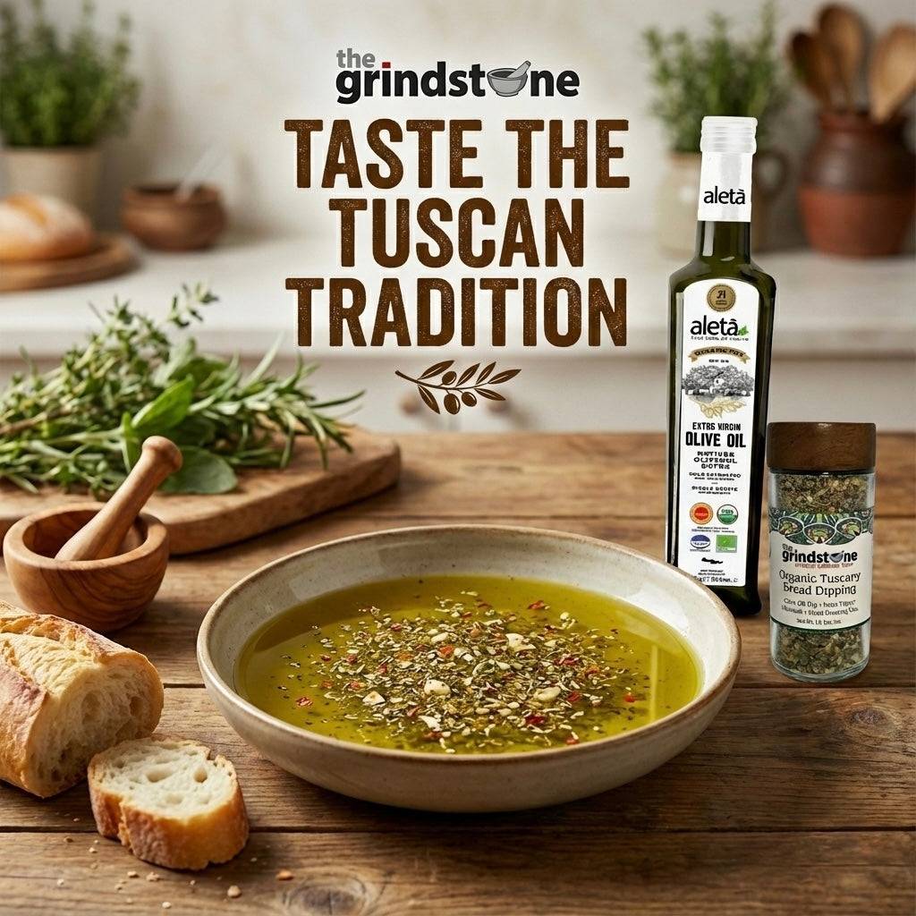 Organic Tuscany bread dipping mix, Perfect for extra virgin olive oil, 2 oz. glass bottle with sifter, Pack of 2 - ELLORA FARMS