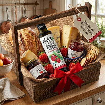 Aleta Organic, Strawberry Infused Balsamic Vinegar, Glass Bottle, 8.45 oz.