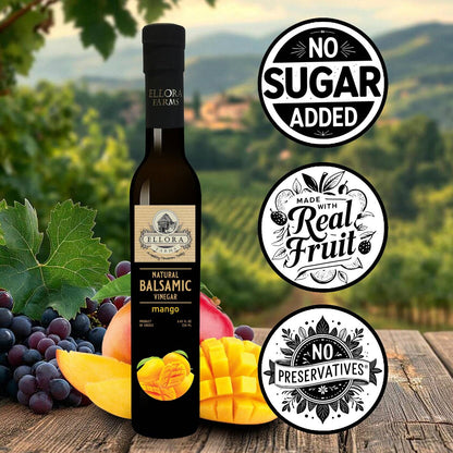 Mango Infused Aged Balsamic Vinegar, Award Winning, Thick & Smooth, 8.5 oz - ELLORA FARMS
