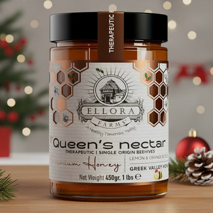 Greek Raw Honey, Queens Nectar, Lemon & Orange Blossom Therapeutic Honey, 450g - ELLORA FARMS