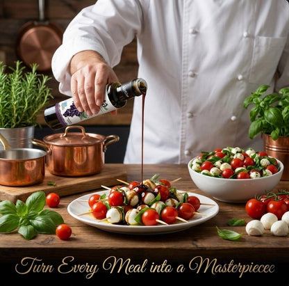 Aleta Organic, Blueberry Infused Balsamic Vinegar, Glass Bottle, 8.45 oz.