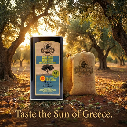 Ellora PDO SITIA & Aleta Organic PDO Messara Extra Virgin Greek Olive Oil, 1 Ltr Tin, 33.8 oz. Combo