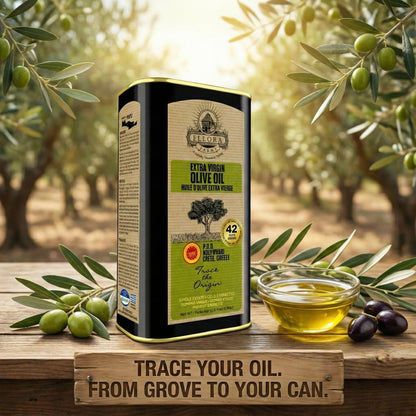 Ellora PDO SITIA & KOLYMVARI Estates Extra Virgin Greek Olive Oil, 1 Ltr Tin, 33.8 oz. Combo