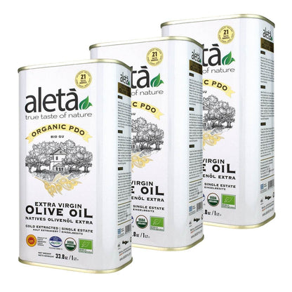 Aleta Organic & PDO Single Estate Traceable Extra Virgin Greek Olive Oil, 1 Ltr Tin, 33.8 oz. - ELLORA FARMS