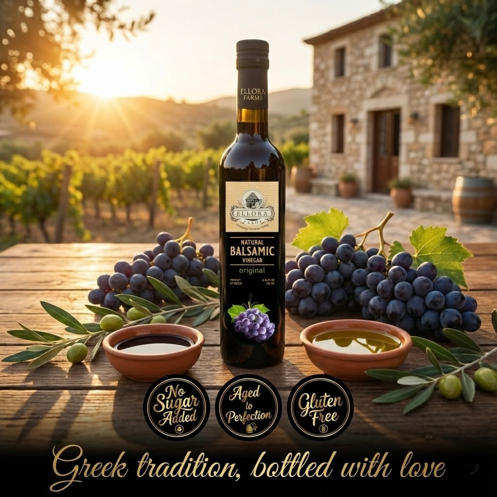 Plain Balsamic Vinegar, Original & Natural, No Additives, 8.5 oz. Each - ELLORA FARMS