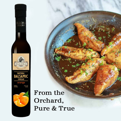 Orange Extract Infused Balsamic Vinegar, Award-Winning, Thick & Smooth, 8.5 oz. - ELLORA FARMS