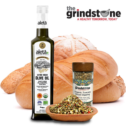 Organic Tuscany bread dipping mix, Perfect for extra virgin olive oil, 2 oz. glass bottle with sifter, Pack of 2