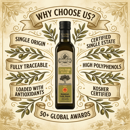 Traceable Single Estate Extra Virgin Olive Oil, Certified PDO and Kosher Ek, 8.45 Oz