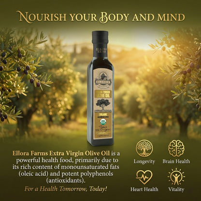 Ellora Farms, Certified USDA Organic Greek Traceable Extra Virgin Olive Oil, 8.45 Oz.