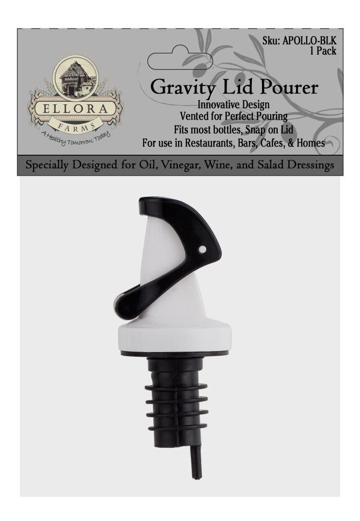 Apollo Chef Pourer, Magnetized Gravity Closing, Perfect for Oil, Vinegar or Wines, Black