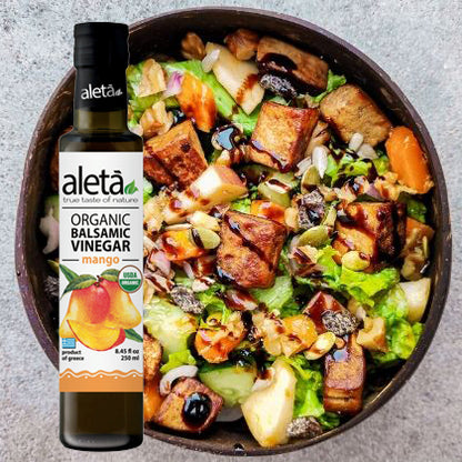 Aleta Organic, Mango Infused Balsamic Vinegar, Glass Bottle, 8.45 oz.