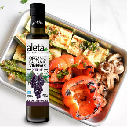 Aleta Organic, Orange Infused Balsamic Vinegar, Glass Bottle, 8.45 oz.