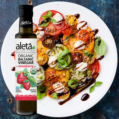 Aleta Organic, Orange Infused Balsamic Vinegar, Glass Bottle, 8.45 oz.