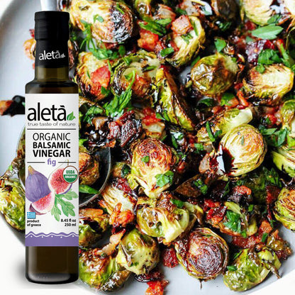 Aleta Organic, Fig Infused Balsamic Vinegar, Glass Bottle, 8.45 oz.