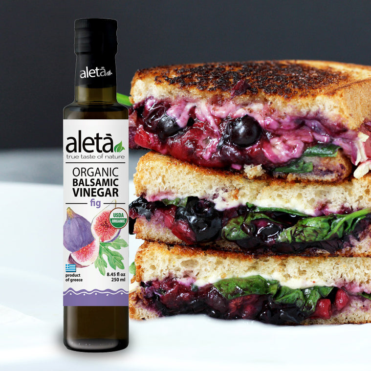 Aleta Organic, Fig Infused Balsamic Vinegar, Glass Bottle, 8.45 oz.