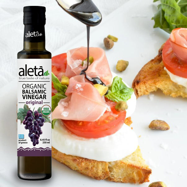 Aleta Organic, Natural Plain Balsamic Vinegar, Glass Bottle, 8.45 oz.