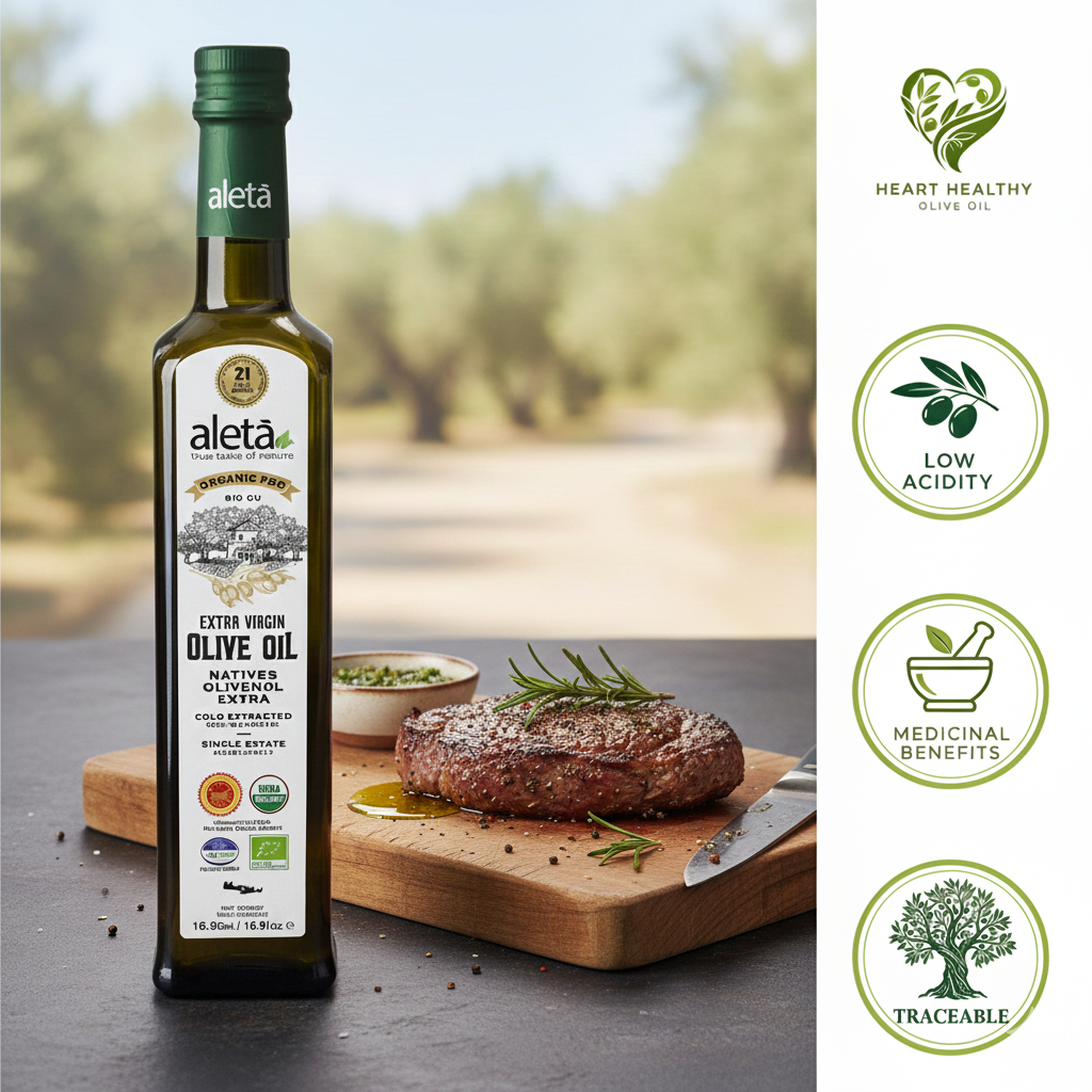 Aleta Organic & PDO Extra Virgin Greek Olive Oil, 2025 Gold Award, 17 oz. Bottle