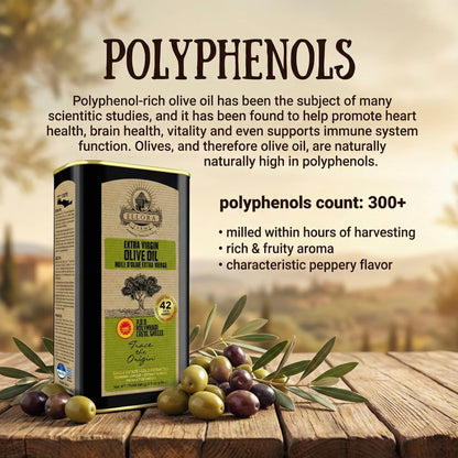 Aleta Organic & Ellora PDO Single Estate Extra Virgin Greek Olive Oil, 1 Ltr Tin, 33.8 oz. Combo