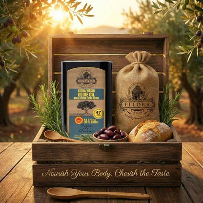 Ellora PDO SITIA & KOLYMVARI Estates Extra Virgin Greek Olive Oil, 1 Ltr Tin, 33.8 oz. Combo - ELLORA FARMS