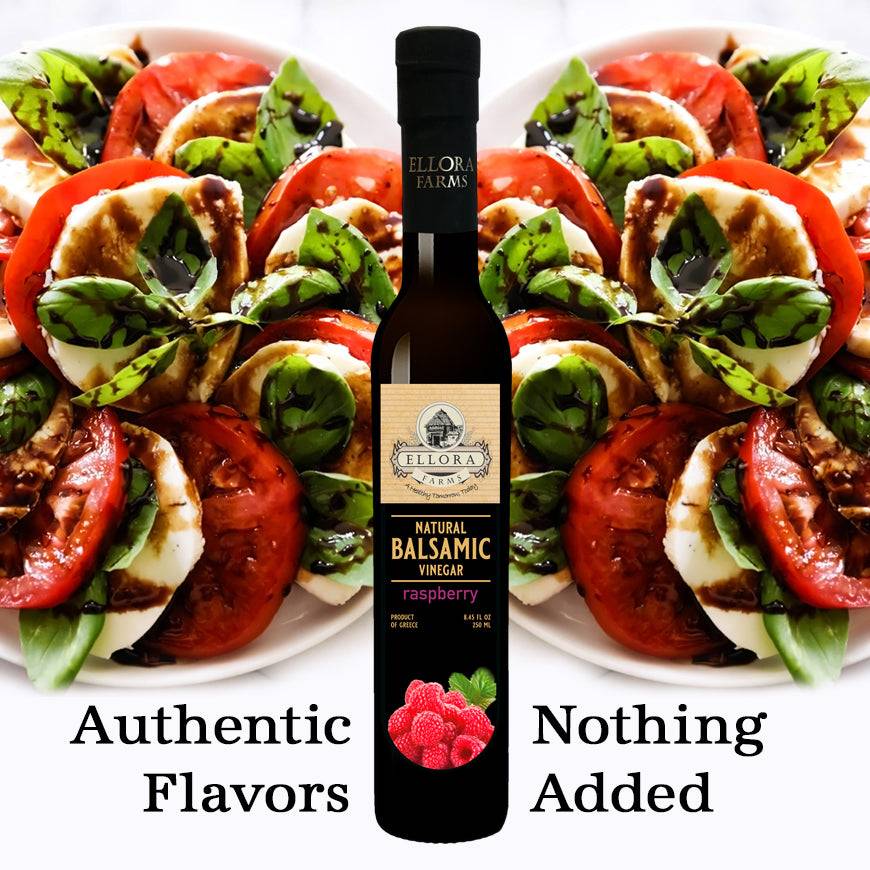 Raspberry Infused Balsamic White Vinegar, Thick & Smooth, Product Of Crete, Greece, 8.5 oz. - ELLORA FARMS
