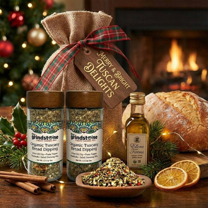 Organic Tuscany bread dipping mix, Perfect for extra virgin olive oil, 2 oz. glass bottle with sifter, Pack of 2 - ELLORA FARMS