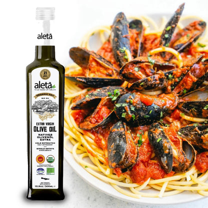 Aleta Organic & PDO Extra Virgin Greek Olive Oil, 2025 Gold Award, 17 oz. Bottle
