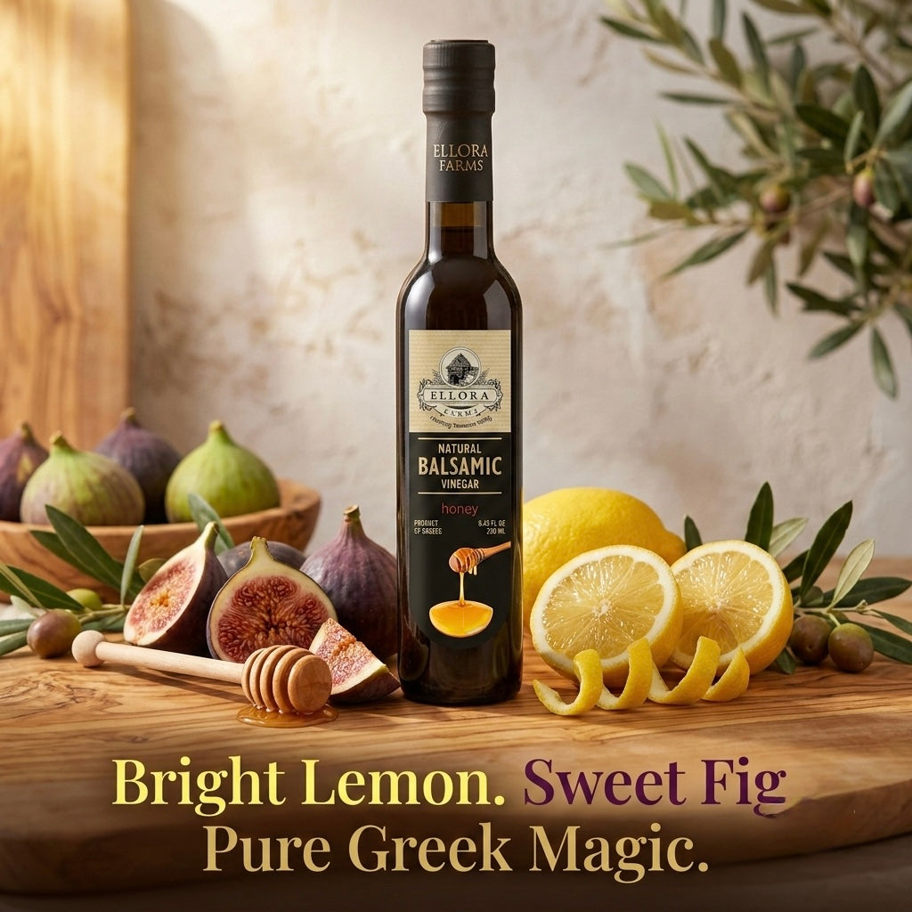 Lemon & Fig Infused Thick Balsamic Vinegar, Award-Winning, Greece, 8.5 oz.