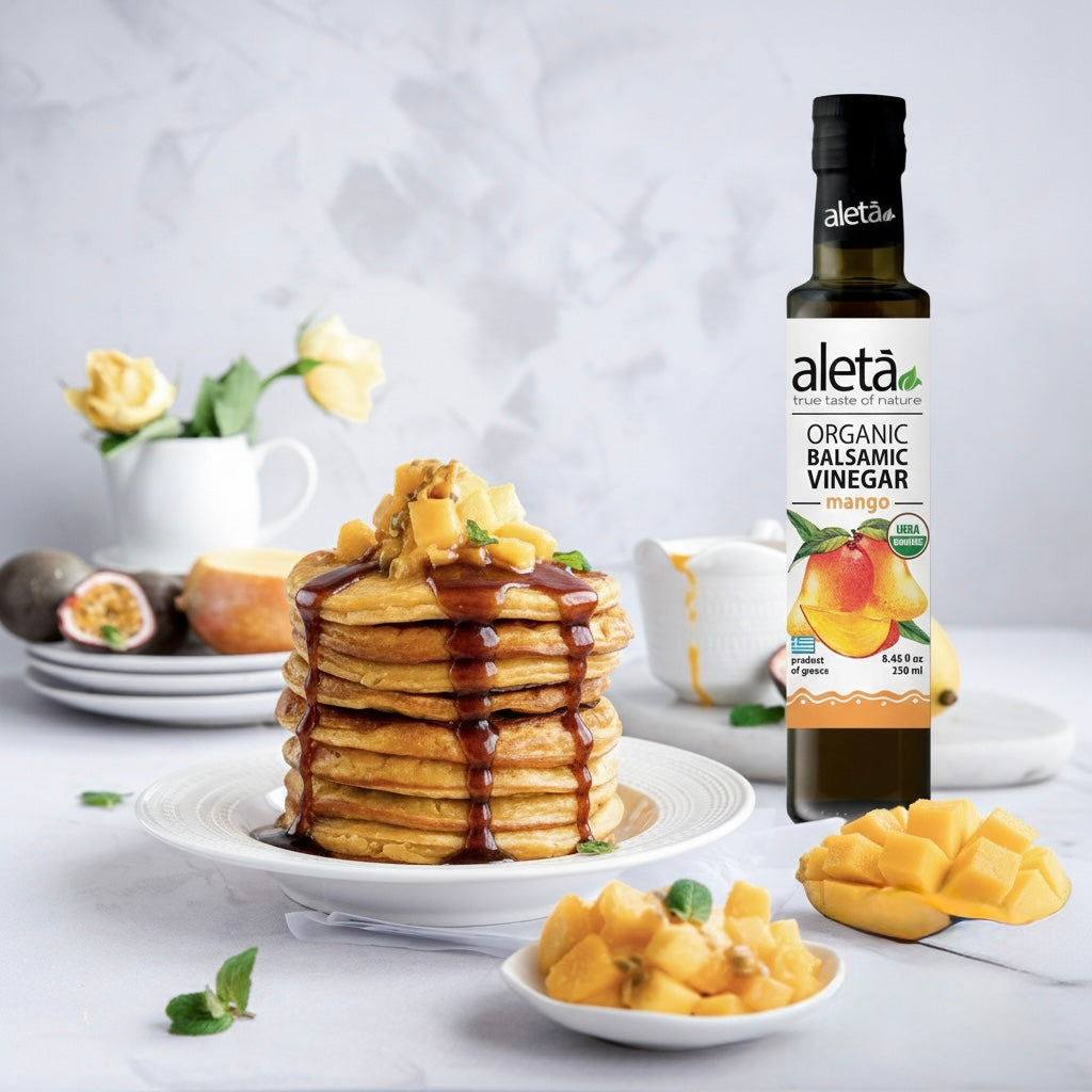 Aleta Organic, Mango Infused Balsamic Vinegar, Glass Bottle, 8.45 oz.