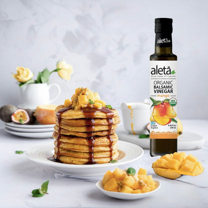 Aleta Organic, Mango Infused Balsamic Vinegar, Glass Bottle, 8.45 oz.
