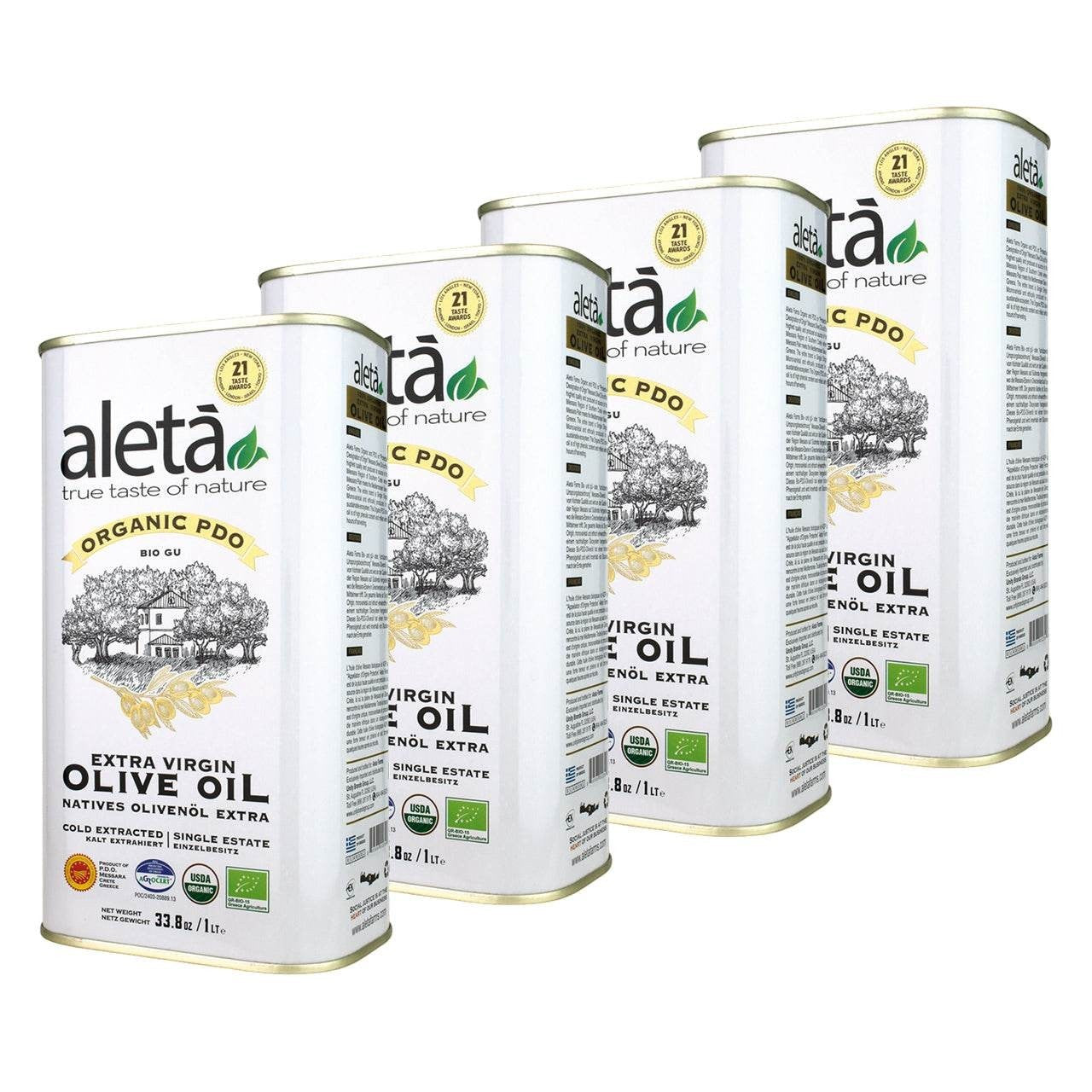 Aleta Organic & PDO Single Estate Traceable Extra Virgin Greek Olive Oil, 1 Ltr Tin, 33.8 oz. - ELLORA FARMS