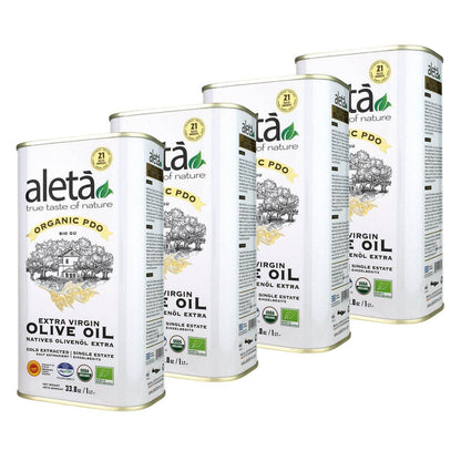 Aleta Organic & PDO Single Estate Traceable Extra Virgin Greek Olive Oil, 1 Ltr Tin, 33.8 oz. - ELLORA FARMS