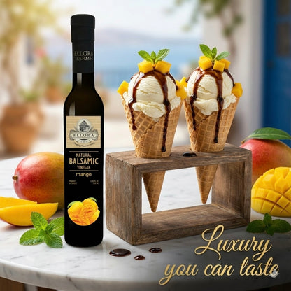 Mango Infused Aged Balsamic Vinegar, Award Winning, Thick & Smooth, 8.5 oz - ELLORA FARMS