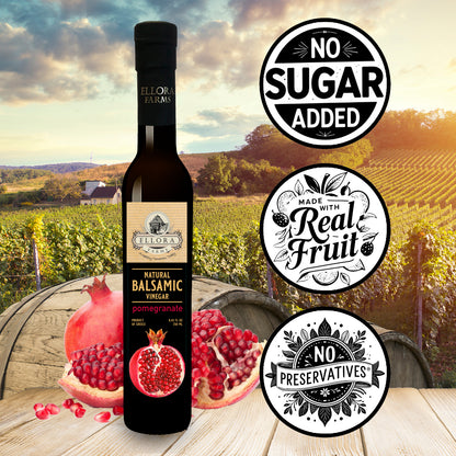 Pomegranate Infused Balsamic Vinegar, Thick & Smooth, Greece, 8.5 oz. Each - ELLORA FARMS