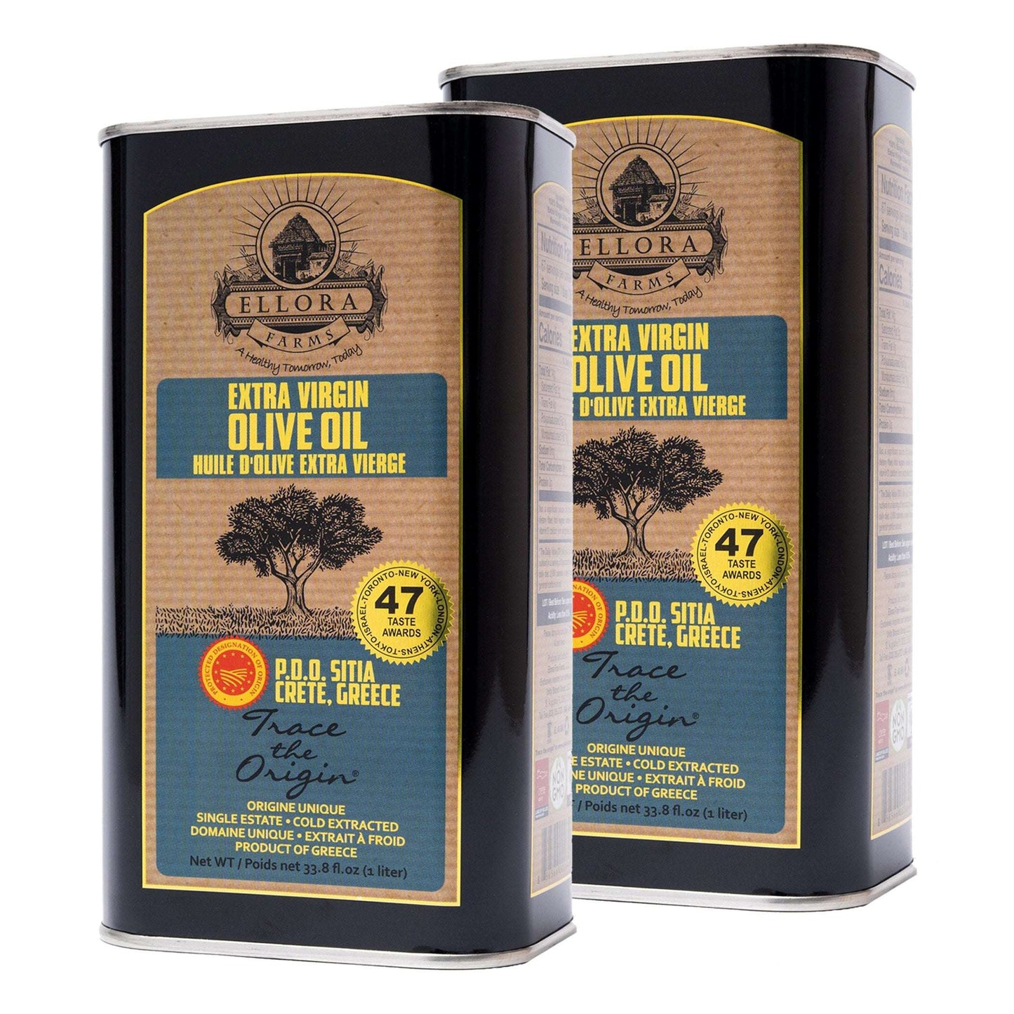 Traceable 2025 Harvest Single Estate SITIA Greek Extra Virgin Olive Oil, Kosher & PDO Certified, 33.8 oz. - ELLORA FARMS