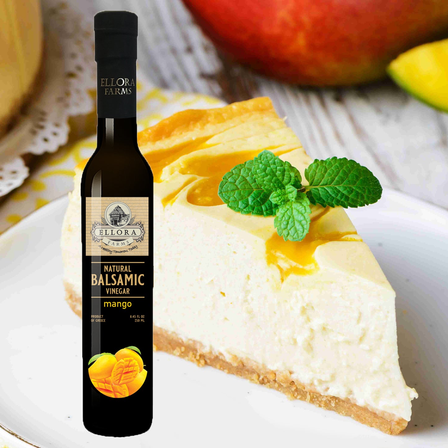 Mango Infused Aged Balsamic Vinegar, Award Winning, Thick & Smooth, 8.5 oz