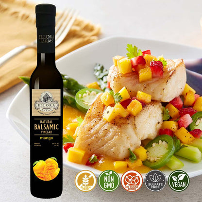 Mango Infused Aged Balsamic Vinegar, Award Winning, Thick & Smooth, 8.5 oz