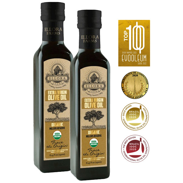 Ellora Farms, Certified USDA Organic, Greek Traceable Single Estate Extra Virgin Olive Oil, 8.45 Oz.