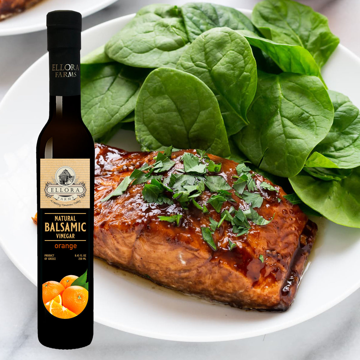 Orange Infused and Natural Plain Balsamic Vinegar, Combo Pack, Greece, 8.5 oz. Each