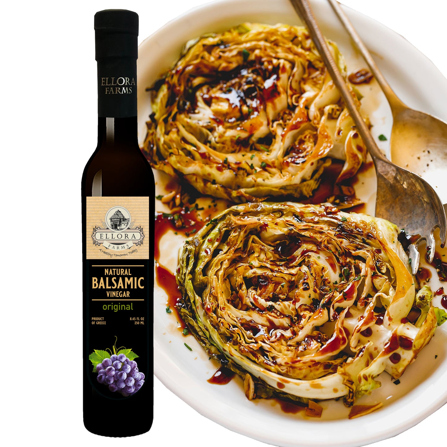 Peach Infused and Natural Plain Balsamic Vinegar, Combo Pack, Greece, 8.5 oz. Each