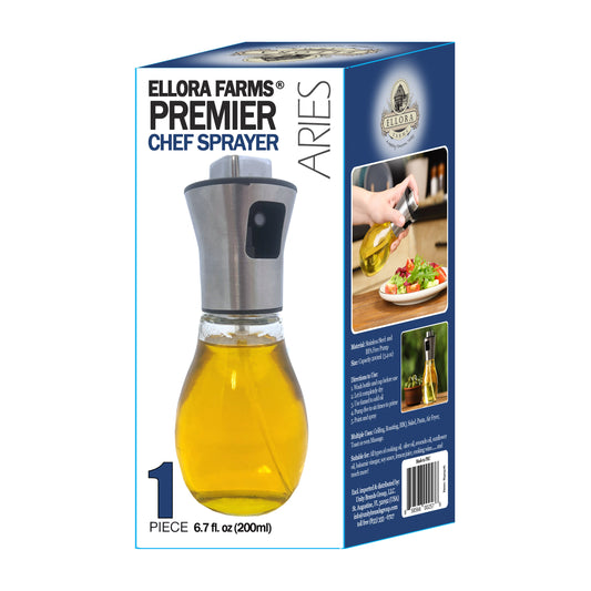 Ellora Farms, Aries Premium Chef Oil & Vinegar Glass Mister Sprayer, 200 ml Glass Bottle with Stainless Steel Funnel