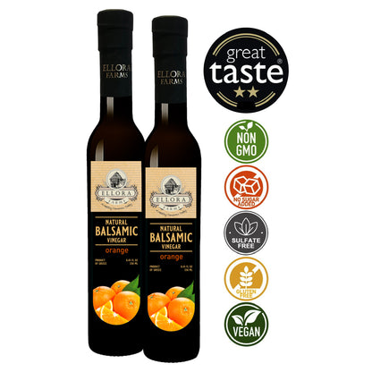 Orange Extract Infused Balsamic Vinegar, Award-Winning, Thick & Smooth, 8.5 oz.